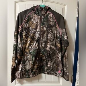 Camouflage Hooded Jacket with Pink Accents